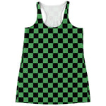 Green And Black Checkered Pattern Print Women's Racerback Tank Top