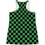 Green And Black Checkered Pattern Print Women's Racerback Tank Top