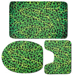 Green And Black Cheetah Print 3 Piece Bath Mat Set