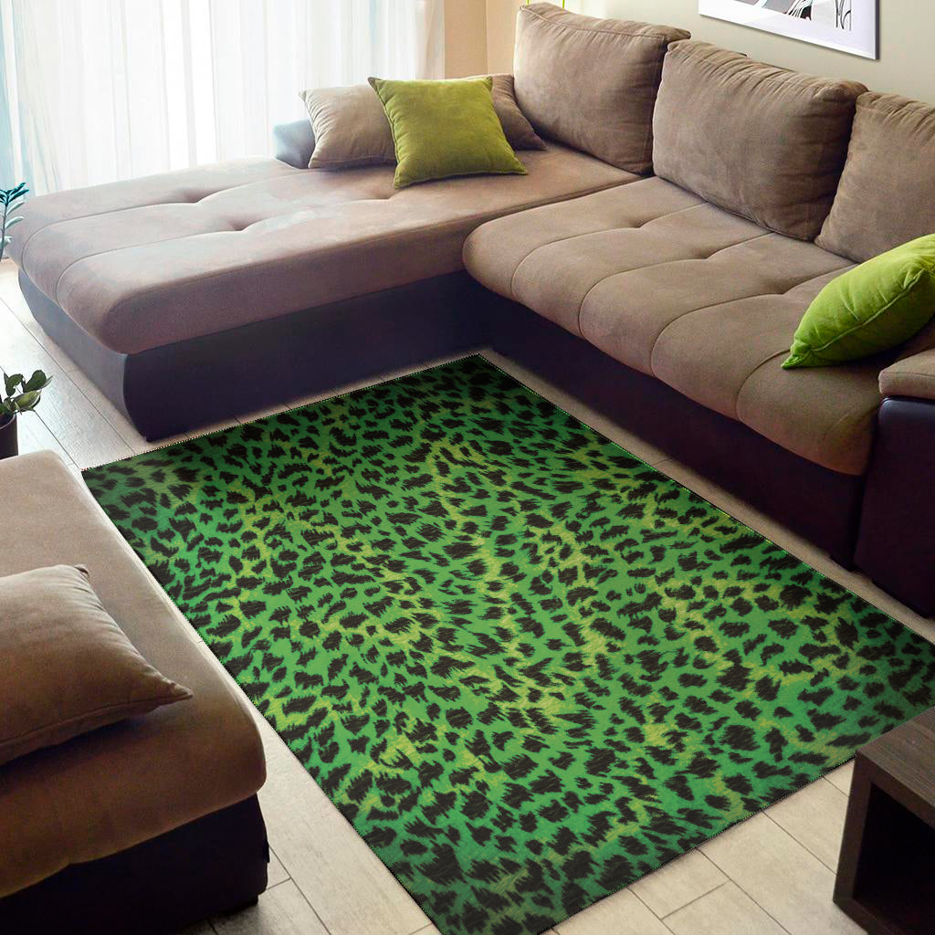 Green And Black Cheetah Print Area Rug