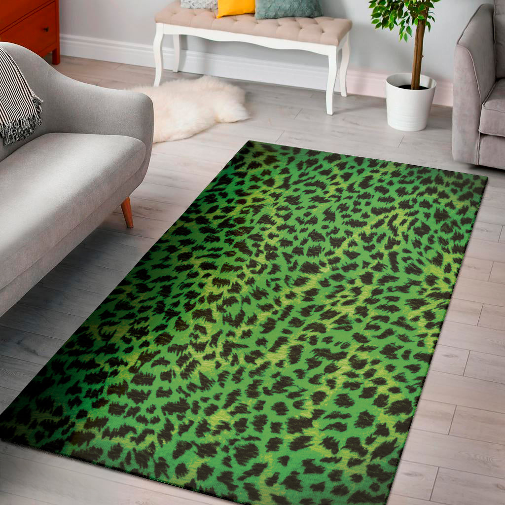 Green And Black Cheetah Print Area Rug