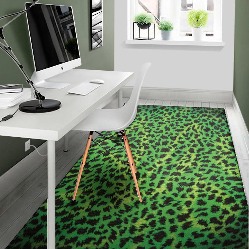 Green And Black Cheetah Print Area Rug