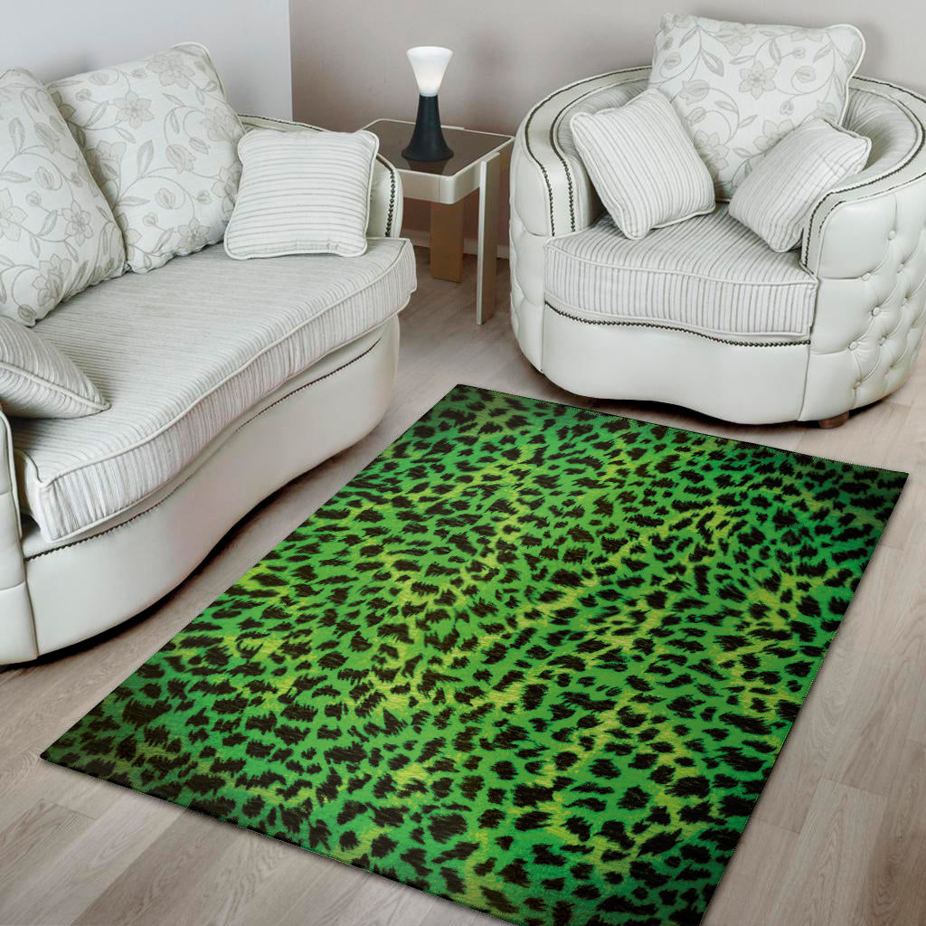 Green And Black Cheetah Print Area Rug