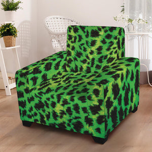 Green And Black Cheetah Print Armchair Slipcover