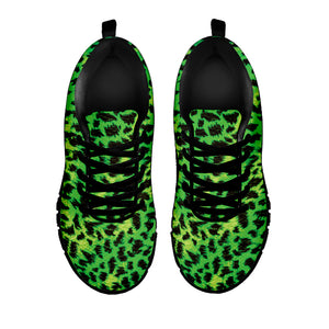 Green And Black Cheetah Print Black Sneakers