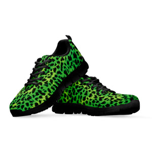 Green And Black Cheetah Print Black Sneakers