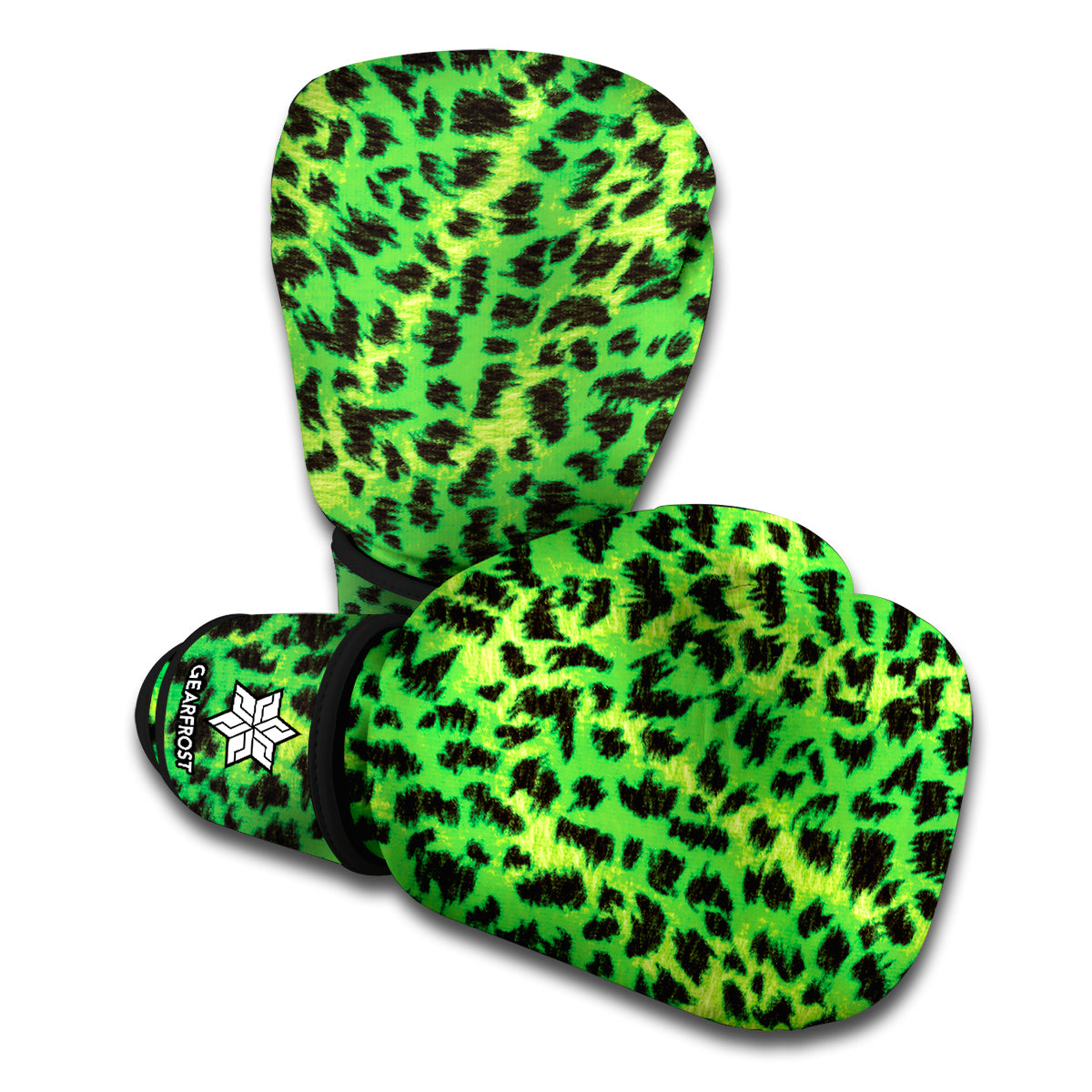 Green And Black Cheetah Print Boxing Gloves