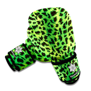 Green And Black Cheetah Print Boxing Gloves