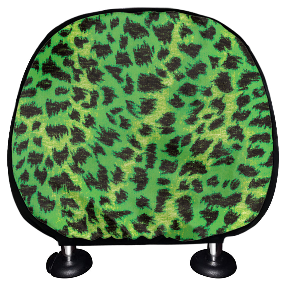 Green And Black Cheetah Print Car Headrest Covers