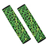 Green And Black Cheetah Print Car Seat Belt Covers