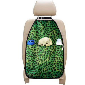 Green And Black Cheetah Print Car Seat Organizers