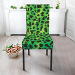 Green And Black Cheetah Print Dining Chair Slipcover