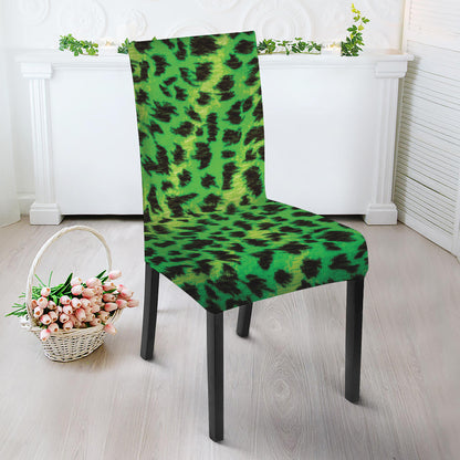 Green And Black Cheetah Print Dining Chair Slipcover