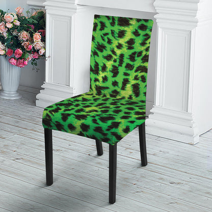 Green And Black Cheetah Print Dining Chair Slipcover