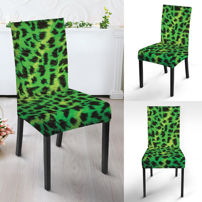 Green And Black Cheetah Print Dining Chair Slipcover