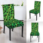Green And Black Cheetah Print Dining Chair Slipcover