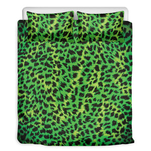 Green And Black Cheetah Print Duvet Cover Bedding Set