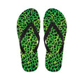 Green And Black Cheetah Print Flip Flops