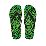 Green And Black Cheetah Print Flip Flops