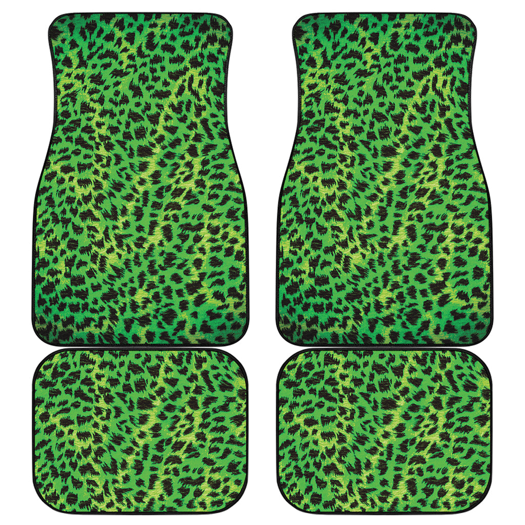 Green And Black Cheetah Print Front and Back Car Floor Mats