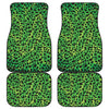 Green And Black Cheetah Print Front and Back Car Floor Mats