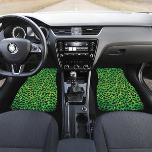 Green And Black Cheetah Print Front and Back Car Floor Mats