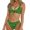 Green And Black Cheetah Print Front Bow Tie Bikini