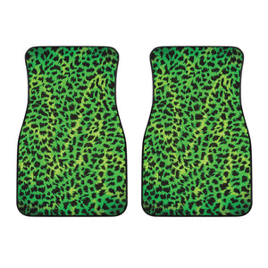 Green And Black Cheetah Print Front Car Floor Mats