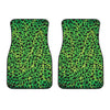 Green And Black Cheetah Print Front Car Floor Mats