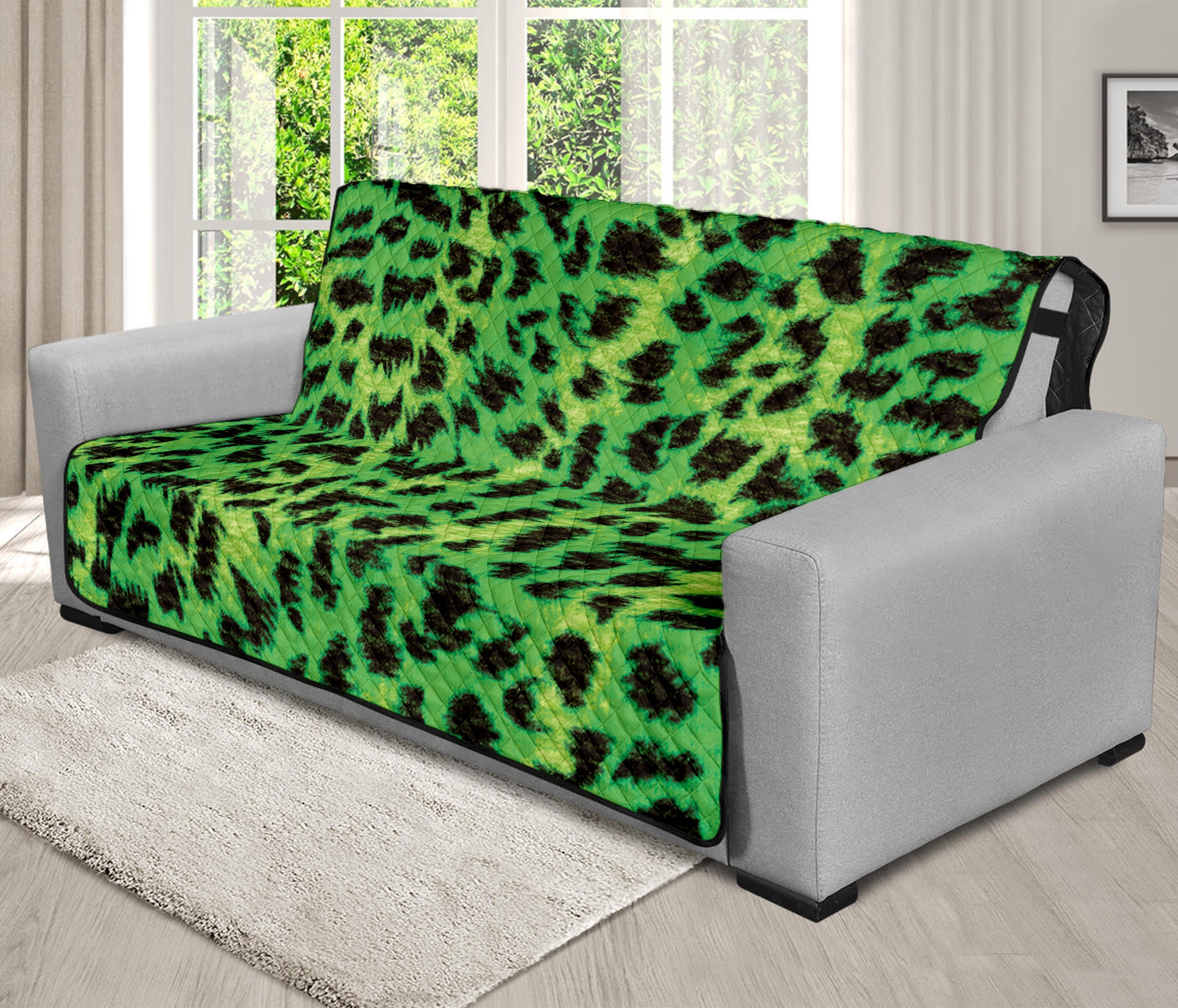 Green And Black Cheetah Print Futon Protector