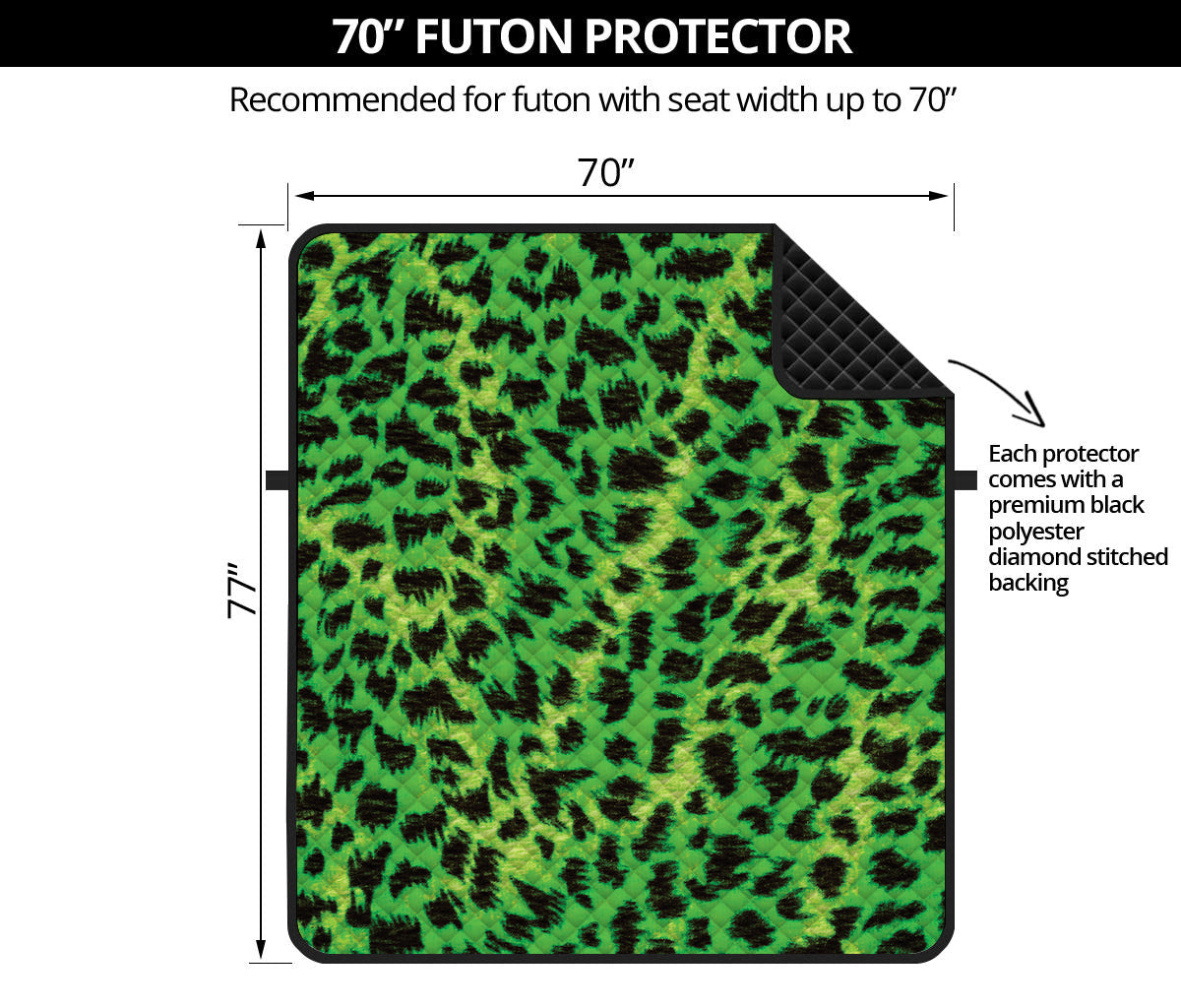 Green And Black Cheetah Print Futon Protector