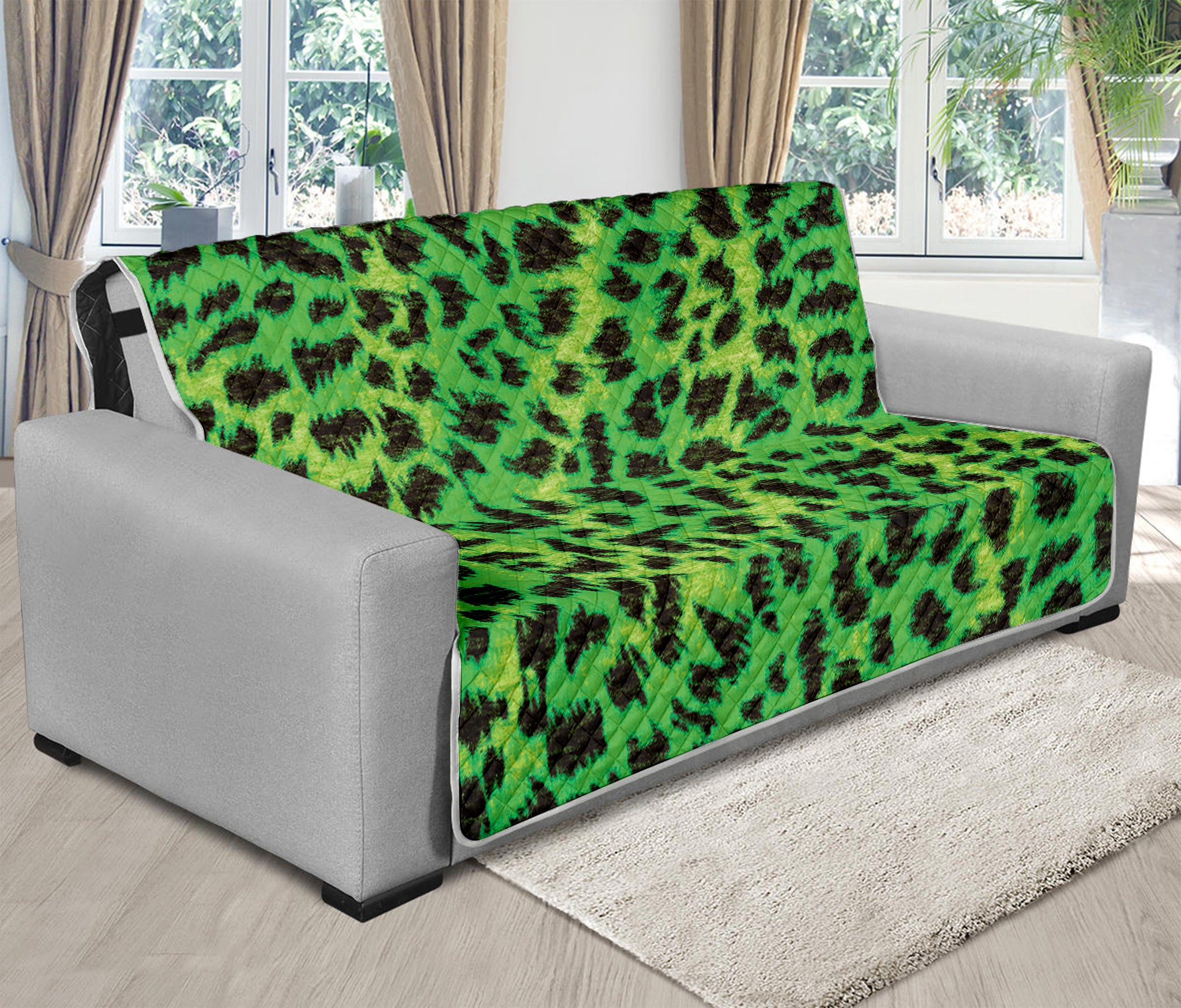 Green And Black Cheetah Print Futon Protector