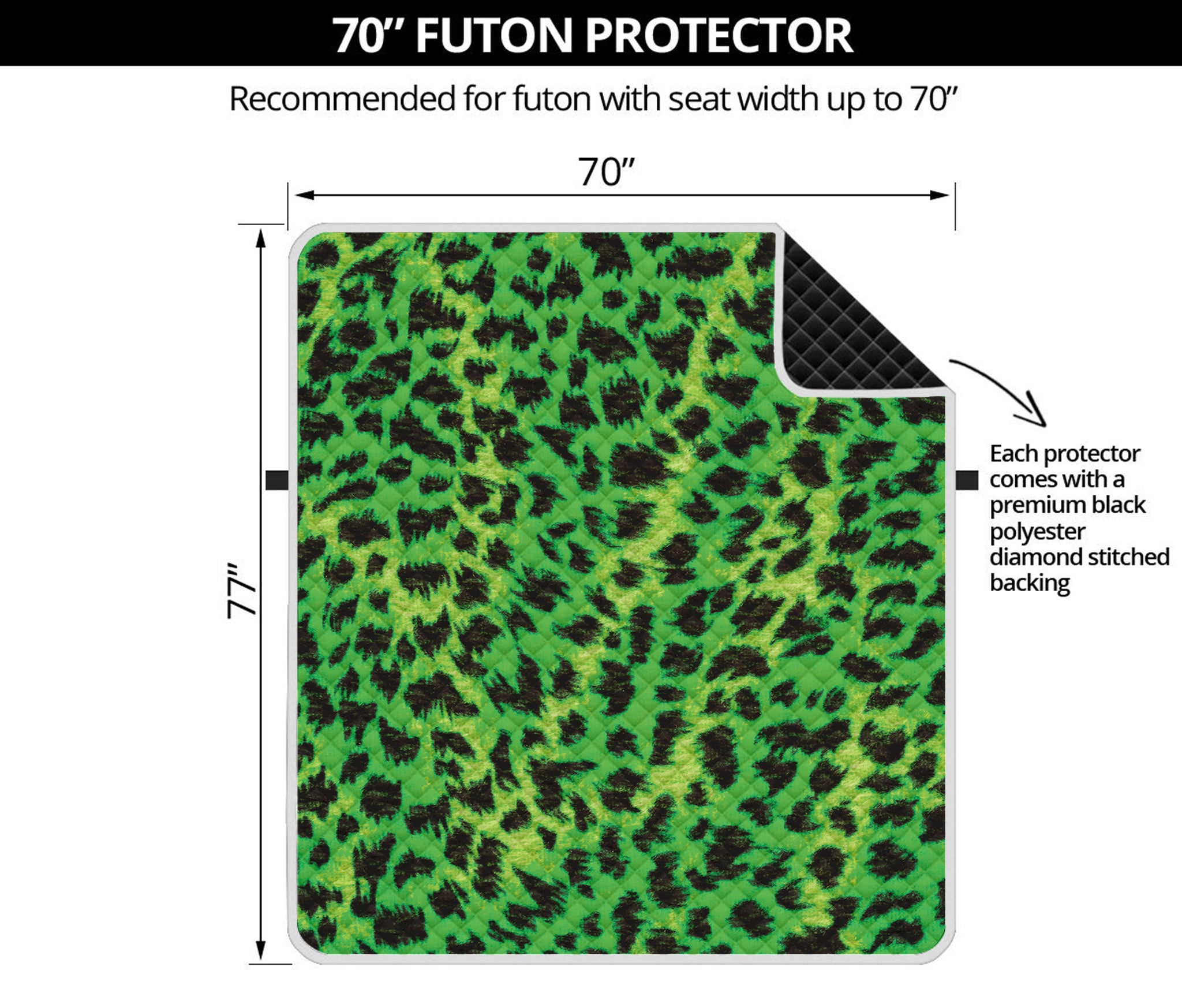 Green And Black Cheetah Print Futon Protector