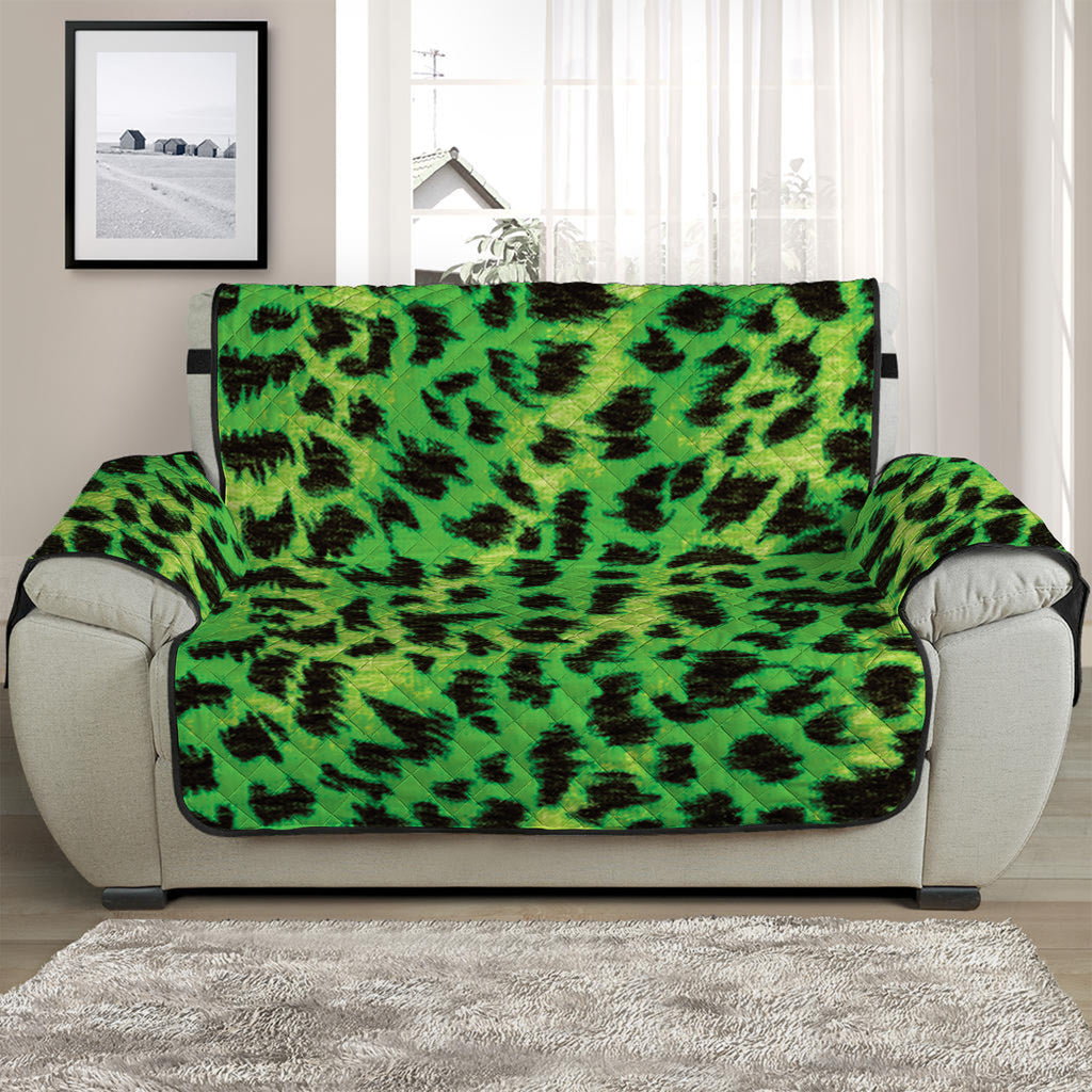 Green And Black Cheetah Print Half Sofa Protector