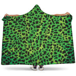 Green And Black Cheetah Print Hooded Blanket