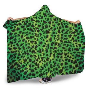 Green And Black Cheetah Print Hooded Blanket