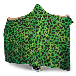 Green And Black Cheetah Print Hooded Blanket