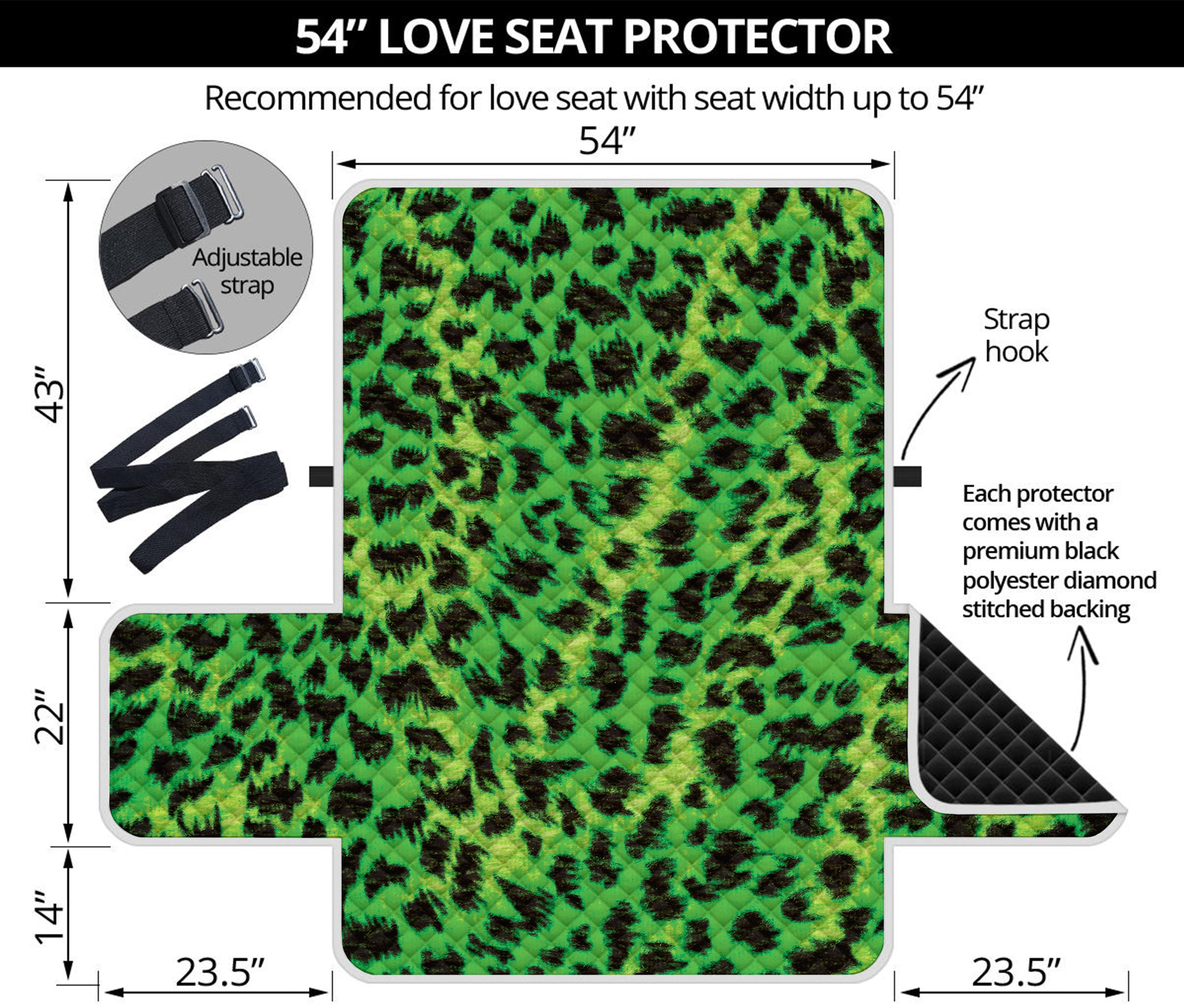 Green And Black Cheetah Print Loveseat Protector