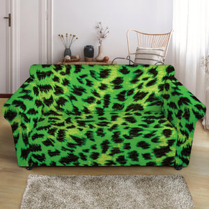 Green And Black Cheetah Print Loveseat Slipcover