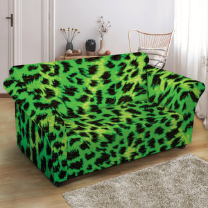 Green And Black Cheetah Print Loveseat Slipcover