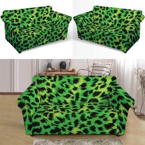 Green And Black Cheetah Print Loveseat Slipcover