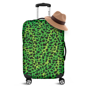 Green And Black Cheetah Print Luggage Cover