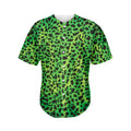 Green And Black Cheetah Print Men's Baseball Jersey