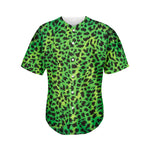 Green And Black Cheetah Print Men's Baseball Jersey