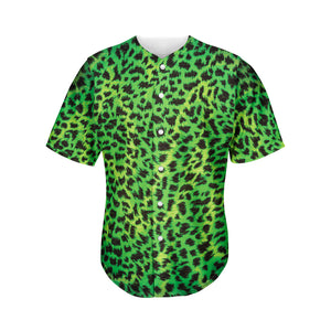 Green And Black Cheetah Print Men's Baseball Jersey