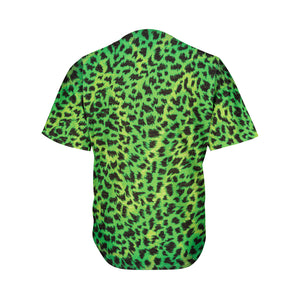 Green And Black Cheetah Print Men's Baseball Jersey