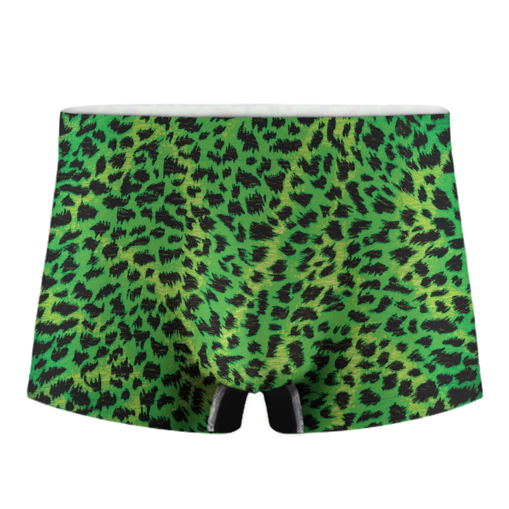 Green And Black Cheetah Print Men's Boxer Briefs