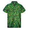 Green And Black Cheetah Print Men's Short Sleeve Shirt