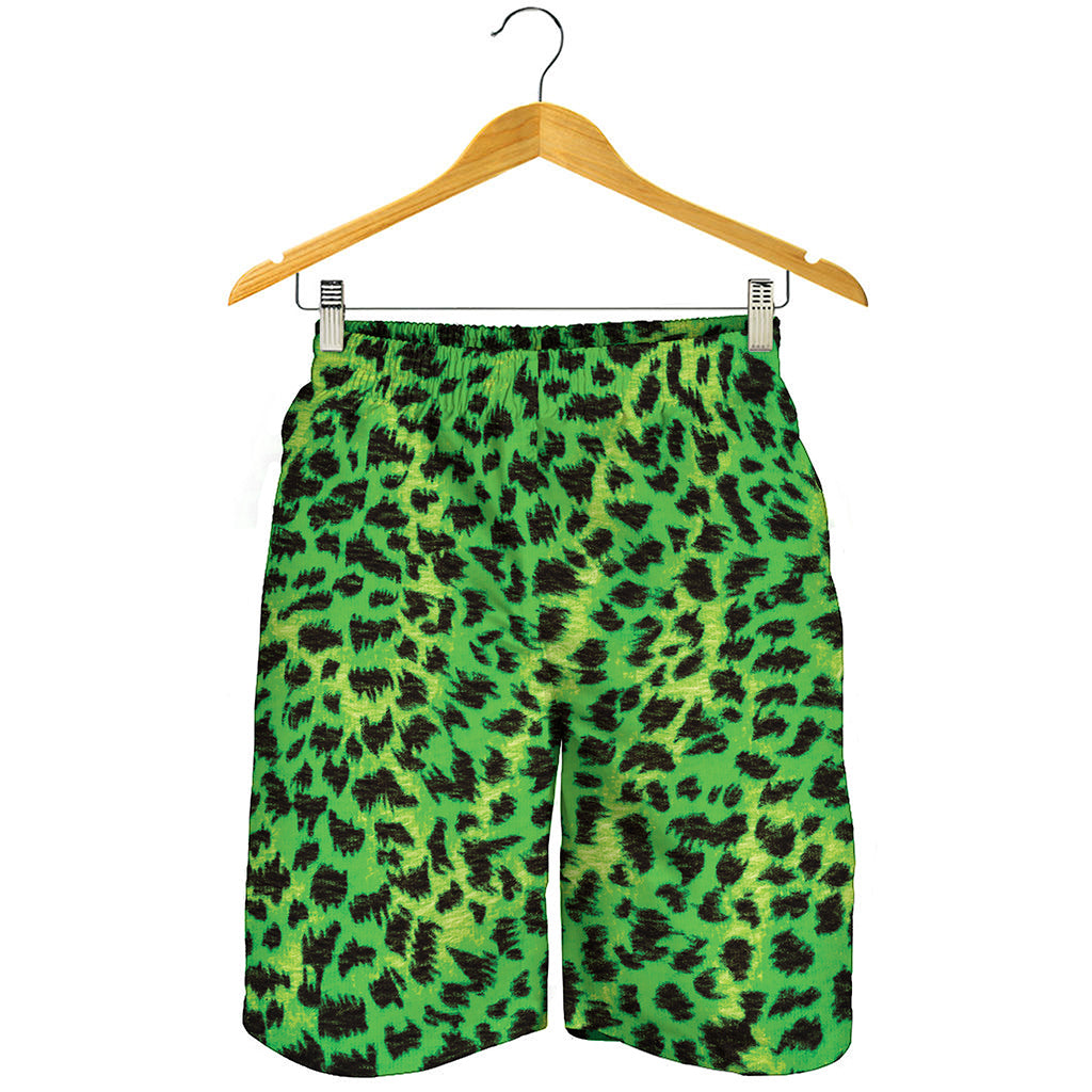 Green And Black Cheetah Print Men's Shorts