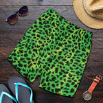 Green And Black Cheetah Print Men's Shorts